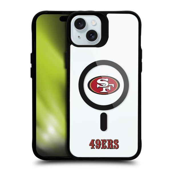 NFL San Francisco 49ers Logo BLACK SHOCKPROOF BUMPER CASE COMPATIBLE WITH Apple iPhone 15 Plus & MAGSAFE