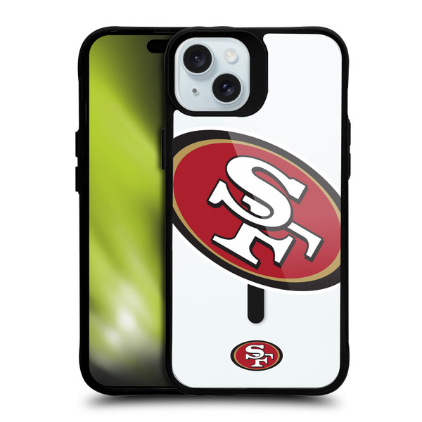 NFL San Francisco 49ers Oversized BLACK SHOCKPROOF BUMPER CASE COMPATIBLE WITH Apple iPhone 15 Plus & MAGSAFE