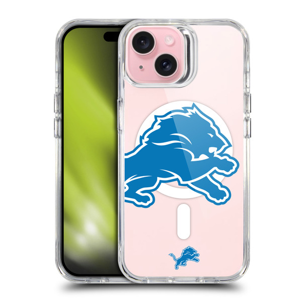 NFL Detroit Lions Oversized SHOCKPROOF BUMPER CASE COMPATIBLE WITH Apple iPhone 15 & MAGSAFE