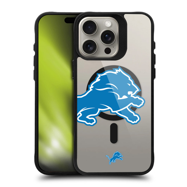 NFL Detroit Lions Oversized BLACK SHOCKPROOF BUMPER CASE COMPATIBLE WITH Apple iPhone 15 Pro Max & MAGSAFE