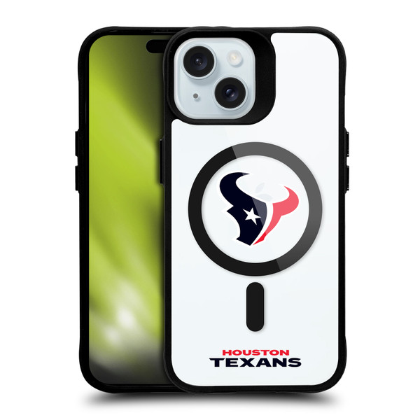 NFL Houston Texans Logo BLACK SHOCKPROOF BUMPER CASE COMPATIBLE WITH Apple iPhone 15 & MAGSAFE