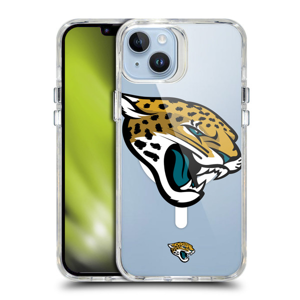 NFL Jacksonville Jaguars Oversized SHOCKPROOF BUMPER CASE COMPATIBLE WITH Apple iPhone 14 Plus & MAGSAFE