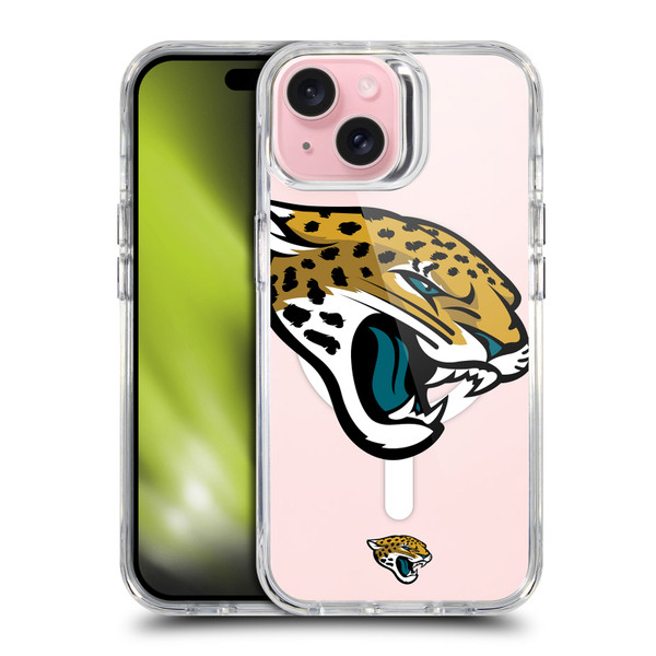 NFL Jacksonville Jaguars Oversized SHOCKPROOF BUMPER CASE COMPATIBLE WITH Apple iPhone 15 & MAGSAFE