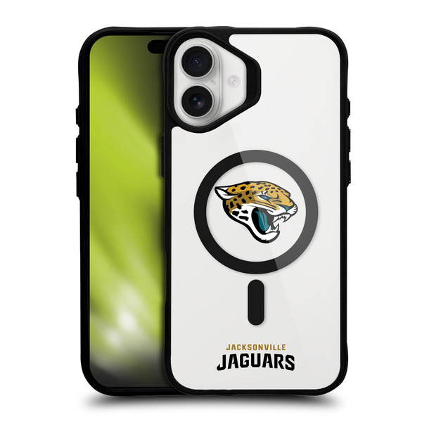 NFL Jacksonville Jaguars Logo BLACK SHOCKPROOF BUMPER CASE COMPATIBLE WITH Apple iPhone 16 Plus & MAGSAFE