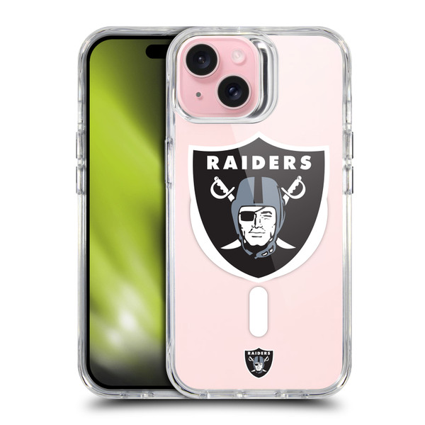 NFL Las Vegas Raiders Oversized SHOCKPROOF BUMPER CASE COMPATIBLE WITH Apple iPhone 15 & MAGSAFE