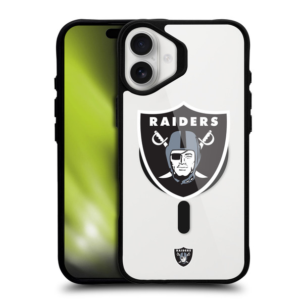 NFL Las Vegas Raiders Oversized BLACK SHOCKPROOF BUMPER CASE COMPATIBLE WITH Apple iPhone 16 Plus & MAGSAFE