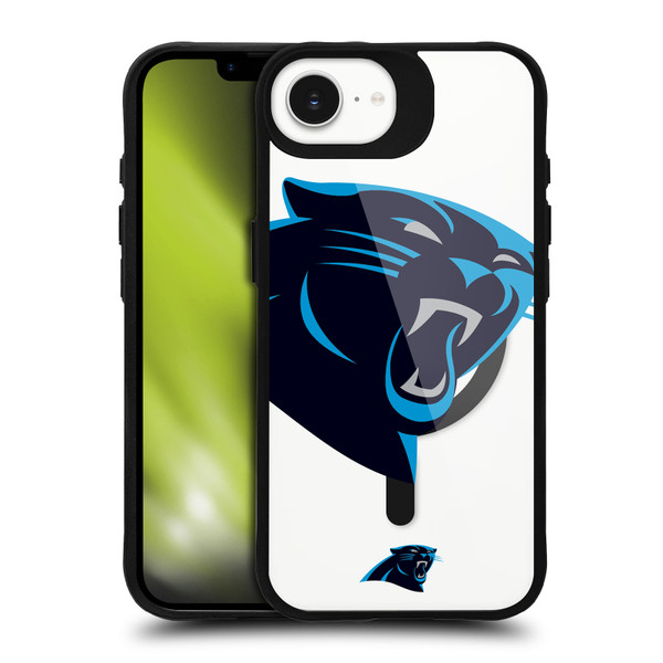 NFL Carolina Panthers Oversized BLACK SHOCKPROOF BUMPER CASE COMPATIBLE WITH Apple iPhone 16e / Apple iPhone 17e & MAGSAFE