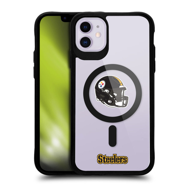 NFL Pittsburgh Steelers Helmet Logotype BLACK SHOCKPROOF BUMPER CASE COMPATIBLE WITH Apple iPhone 11 & MAGSAFE
