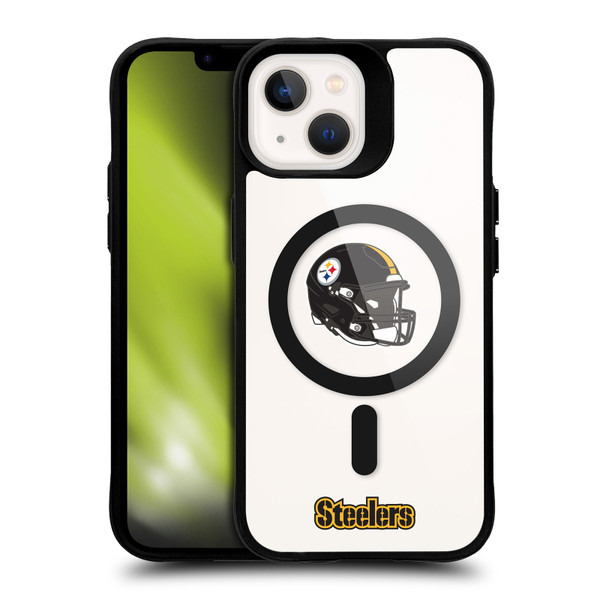 NFL Pittsburgh Steelers Helmet Logotype BLACK SHOCKPROOF BUMPER CASE COMPATIBLE WITH Apple iPhone 13 & MAGSAFE