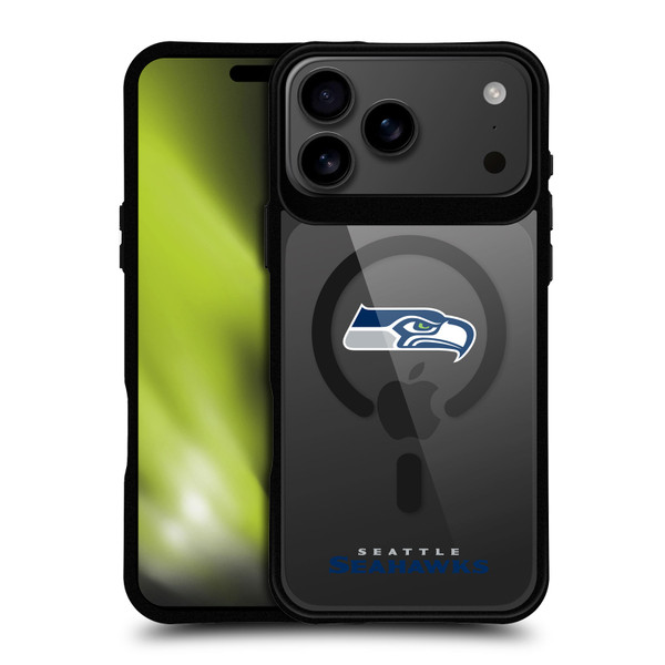 NFL Seattle Seahawks Logo BLACK SHOCKPROOF BUMPER CASE COMPATIBLE WITH Apple iPhone 17 Pro Max & MAGSAFE