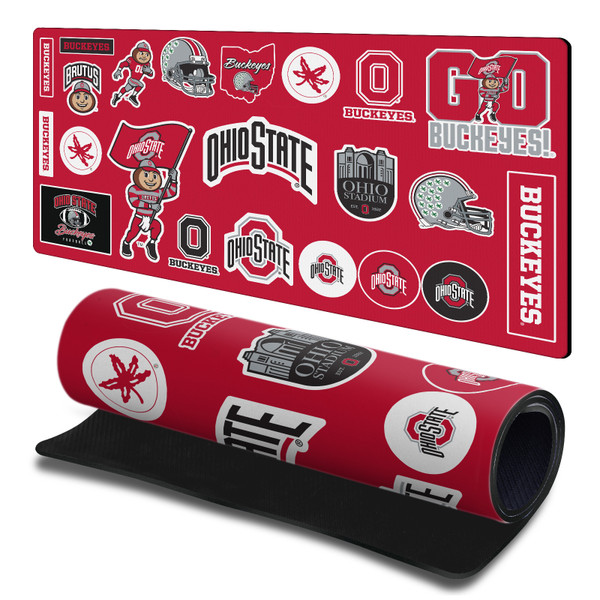 Ohio State University Graphics Sticker Collage Gaming Office Desk PC Keyboard Mouse Mat Pad 23.62 x 11.81 x 0.12 inches (600 x 300 mm) - L