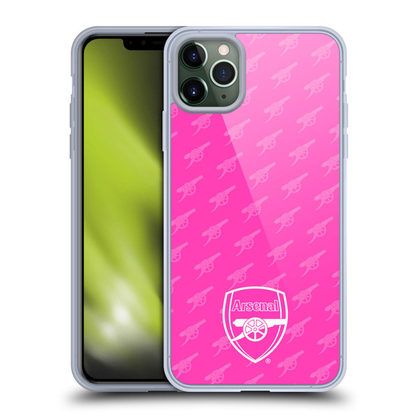 Arsenal FC Crest Patterns Pink Soft Gel Case for Apple iPhone 11 Pro Max & MagSafe