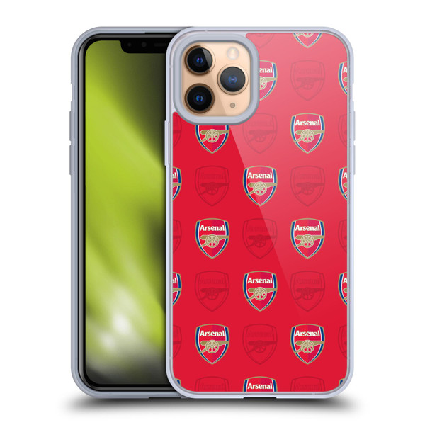 Arsenal FC Crest Patterns Red Soft Gel Case for Apple iPhone 11 Pro & MagSafe