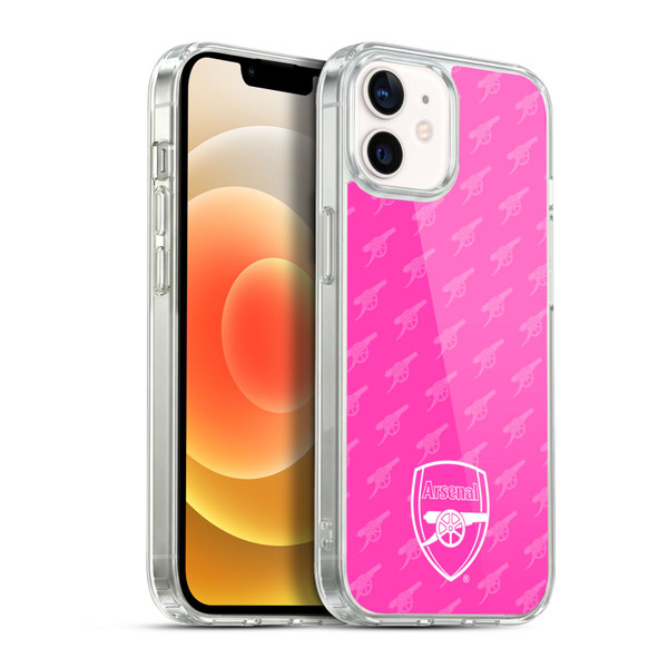 Arsenal FC Crest Patterns Pink Soft Gel Case for Apple iPhone 12 / iPhone 12 Pro & MagSafe