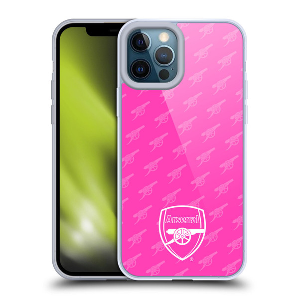 Arsenal FC Crest Patterns Pink Soft Gel Case for Apple iPhone 12 Pro Max & MagSafe