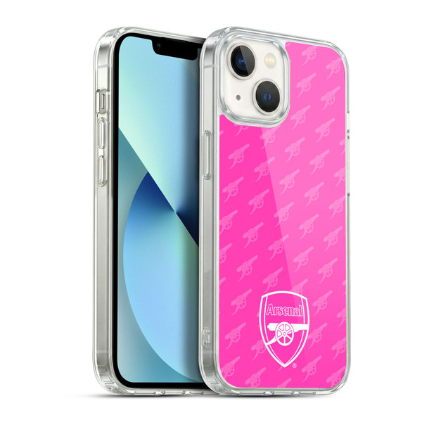 Arsenal FC Crest Patterns Pink Soft Gel Case for Apple iPhone 13