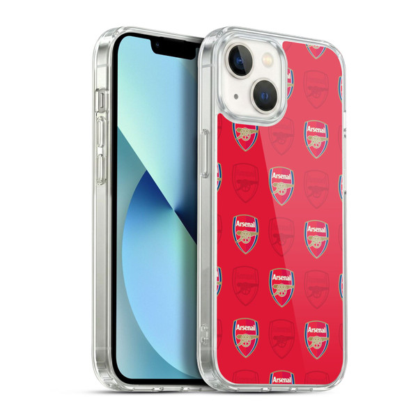Arsenal FC Crest Patterns Red Soft Gel Case for Apple iPhone 13