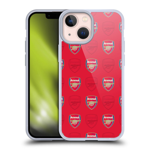 Arsenal FC Crest Patterns Red Soft Gel Case for Apple iPhone 13 Mini & MagSafe