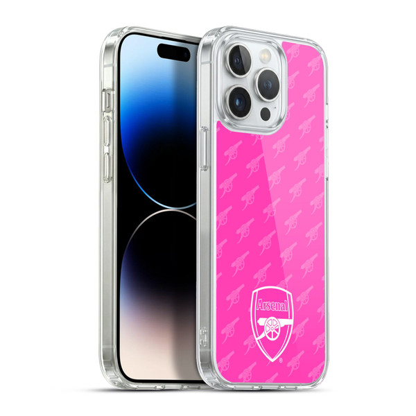 Arsenal FC Crest Patterns Pink Soft Gel Case for Apple iPhone 13 Pro Max & MagSafe