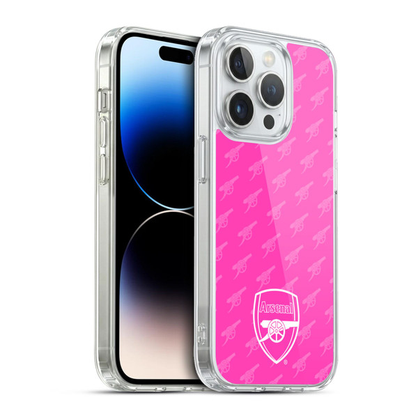 Arsenal FC Crest Patterns Pink Soft Gel Case for Apple iPhone 13 Pro & MagSafe