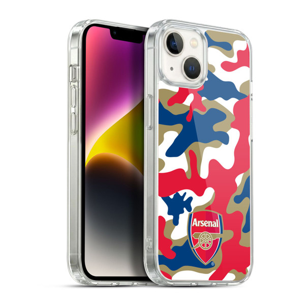 Arsenal FC Crest Patterns Camouflage Soft Gel Case for Apple iPhone 14 Plus & MagSafe