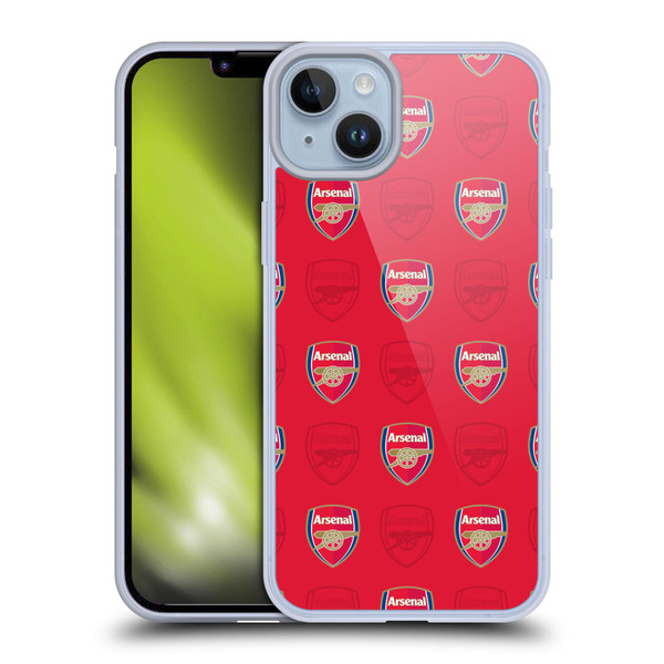 Arsenal FC Crest Patterns Red Soft Gel Case for Apple iPhone 14 Plus & MagSafe
