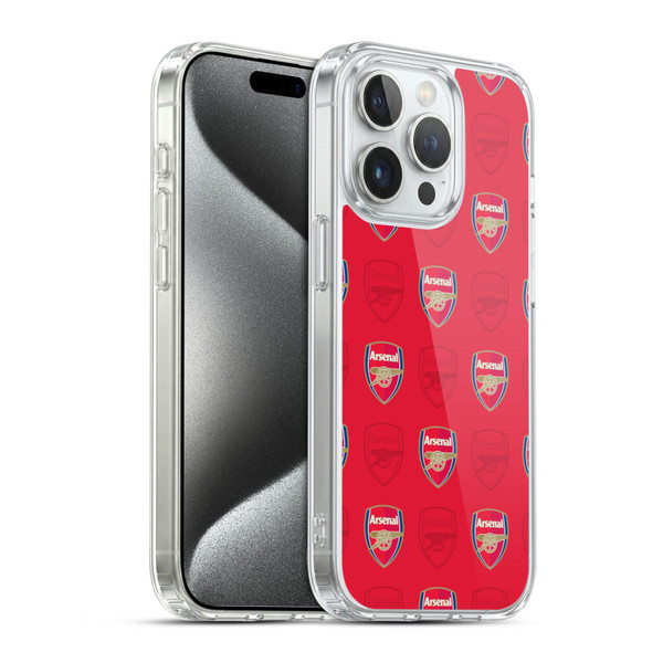 Arsenal FC Crest Patterns Red Soft Gel Case for Apple iPhone 15 Pro & MagSafe