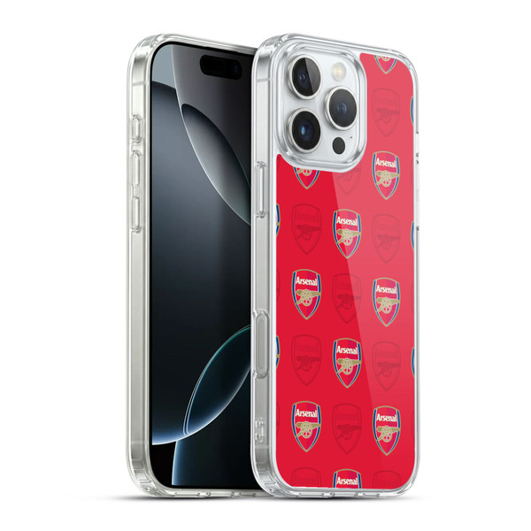 Arsenal FC Crest Patterns Red Soft Gel Case for Apple iPhone 16 Pro Max & MagSafe