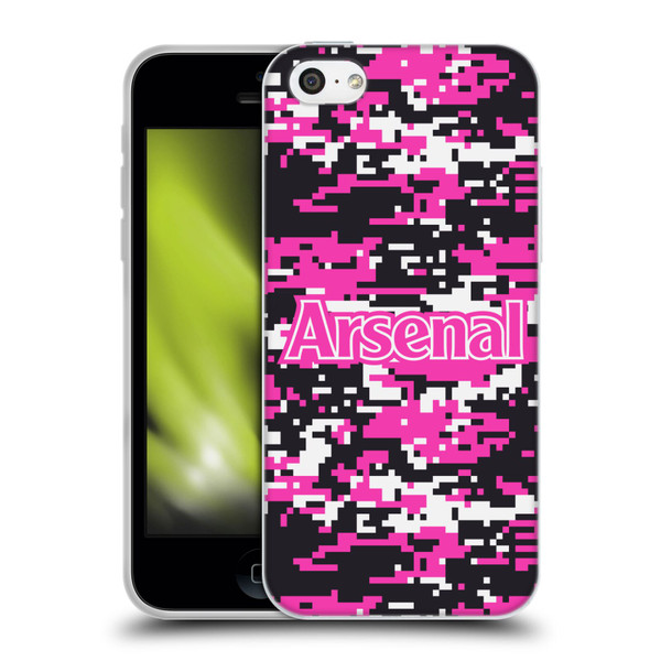 Arsenal FC Crest Patterns Pink Digital Camouflage Soft Gel Case for Apple iPhone 5c
