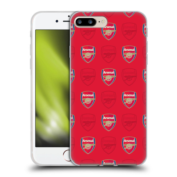 Arsenal FC Crest Patterns Red Soft Gel Case for Apple iPhone 7 Plus / iPhone 8 Plus & MagSafe