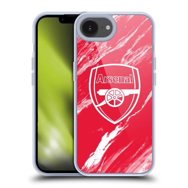 Arsenal FC Crest Patterns Red Marble Soft Gel Case for Apple iPhone 16e & MagSafe