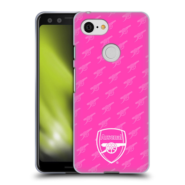 Arsenal FC Crest Patterns Pink Soft Gel Case for Google Pixel 3