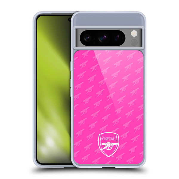 Arsenal FC Crest Patterns Pink Soft Gel Case for Google Pixel 8 Pro