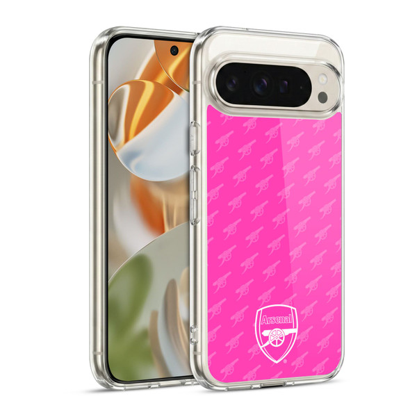 Arsenal FC Crest Patterns Pink Soft Gel Case for Google Pixel 9 / Pixel 9 Pro