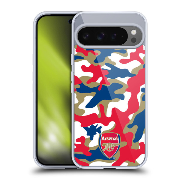 Arsenal FC Crest Patterns Camouflage Soft Gel Case for Google Pixel 9 Pro XL