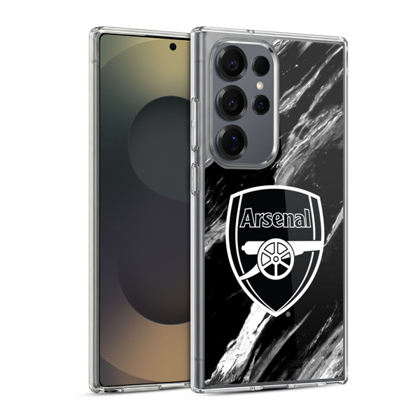 Arsenal FC Crest Patterns Marble Soft Gel Case for Samsung Galaxy S25 Ultra & MagSafe