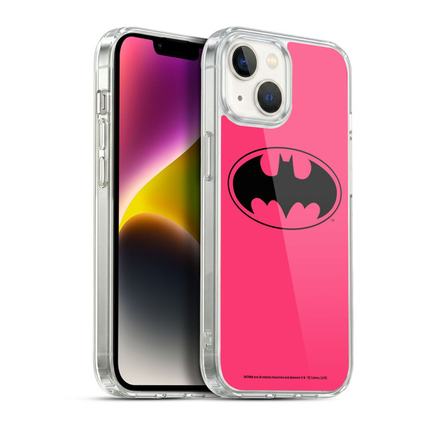 Batman DC Comics Logos Pink Soft Gel Case for Apple iPhone 14