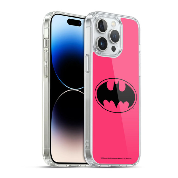 Batman DC Comics Logos Pink Soft Gel Case for Apple iPhone 14 Pro Max & MagSafe