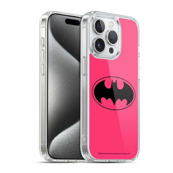 Batman DC Comics Logos Pink Soft Gel Case for Apple iPhone 15 Pro & MagSafe