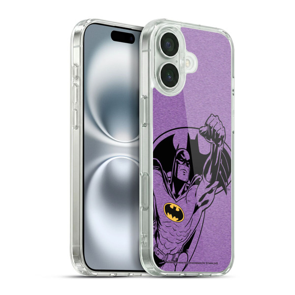 Batman DC Comics Logos Purple Soft Gel Case for Apple iPhone 16 Plus & MagSafe