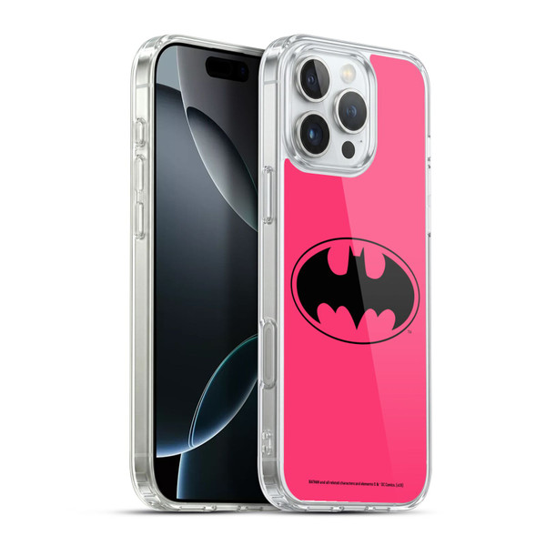 Batman DC Comics Logos Pink Soft Gel Case for Apple iPhone 16 Pro Max & MagSafe