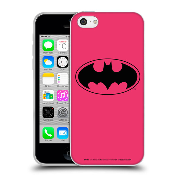 Batman DC Comics Logos Pink Soft Gel Case for Apple iPhone 5c