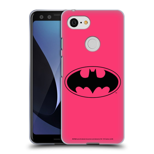 Batman DC Comics Logos Pink Soft Gel Case for Google Pixel 3