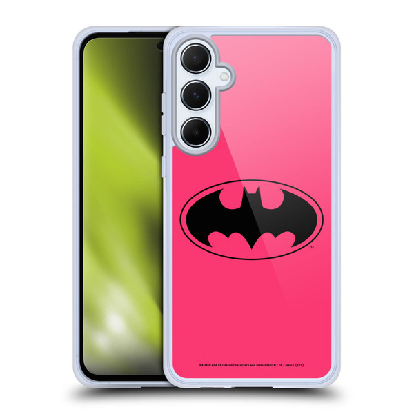 Batman DC Comics Logos Pink Soft Gel Case for Samsung Galaxy A55 5G