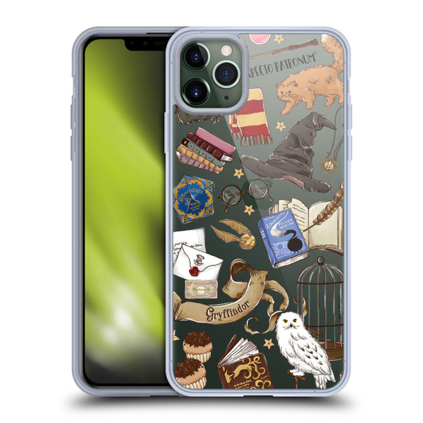 Harry Potter Deathly Hallows XXXVII Hogwarts Pattern 2 Soft Gel Case for Apple iPhone 11 Pro Max & MagSafe