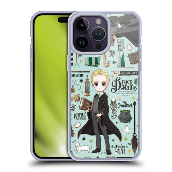 Harry Potter Deathly Hallows XXXVII Draco Pattern Soft Gel Case for Apple iPhone 14 Pro Max & MagSafe