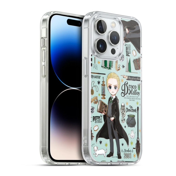 Harry Potter Deathly Hallows XXXVII Draco Pattern Soft Gel Case for Apple iPhone 14 Pro & MagSafe