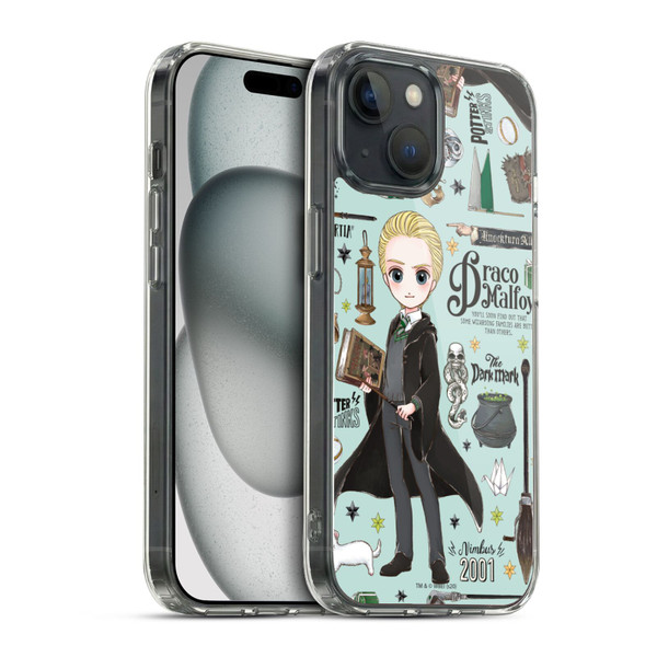 Harry Potter Deathly Hallows XXXVII Draco Pattern Soft Gel Case for Apple iPhone 15 & MagSafe