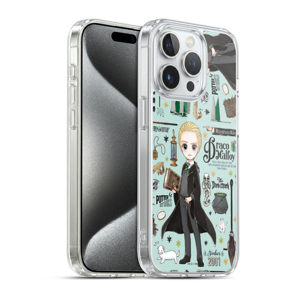 Harry Potter Deathly Hallows XXXVII Draco Pattern Soft Gel Case for Apple iPhone 15 Pro & MagSafe