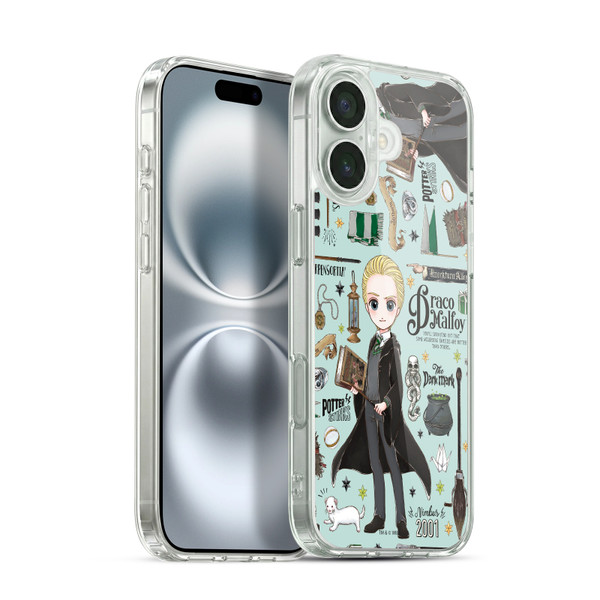 Harry Potter Deathly Hallows XXXVII Draco Pattern Soft Gel Case for Apple iPhone 16 Plus & MagSafe